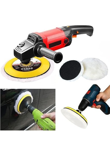 Cila Polisaj Parlatma Yünü Pedi Keçesi SÜNGERI+115 mm Cırt Taban+Matkap Aparatı+Oto Pasta Cila 300 gr (4'lü Set) fırsatları
