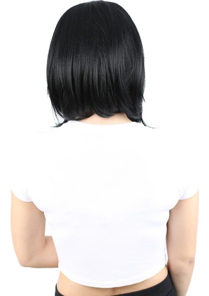 Fiber Sentetik Peruk Perçemsiz Kısa Düz - Siyah fırsatları