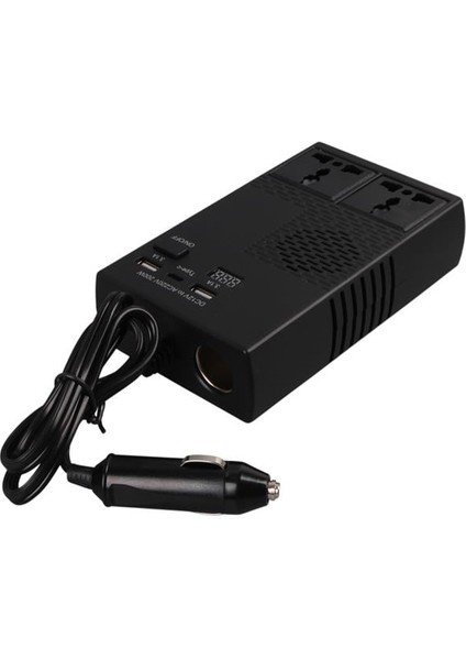 1664 Dc 12-24V 200W Oto Araç Power Inverter 1x Çakmak Girişi - 1x Type-C - 2x USB - 2x 220V Üniversal Priz modelleri