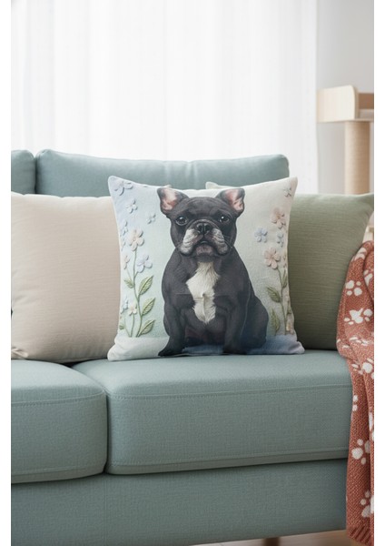 🐾 Fransız Bulldoglu Dijital Dokuma 2li Kırlent Kılıfı 🐾 VEFORMDIJIDOG26