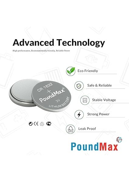 5 Adet CR1632(DL1632) 3V Düğme Pil (Akıllı Ev Aletleri,araba Anahtarları,terazi,uzaktan Kumanda,bilgisayar Anakartları Için modelleri