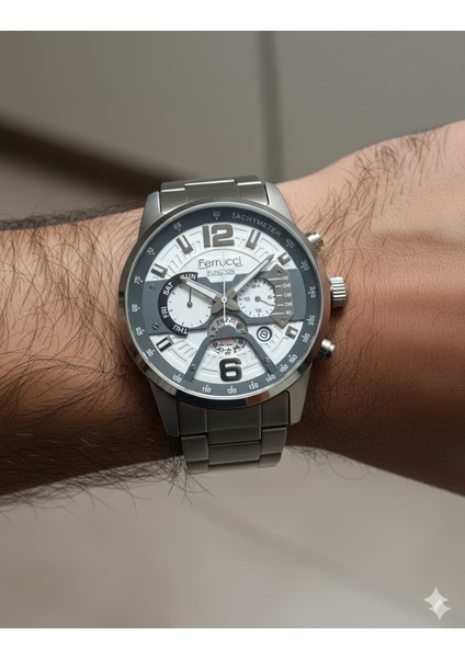 Ferrucci Erkek Kol Saati Gümüş Renk, Beyaz Kadran - Şık Metal Kordon, 2 Yıl Garantili modelleri
