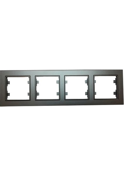 Füme 4 Lü Çerçeve - Priz ve Anahtar Için Uyumlu Çerçeve