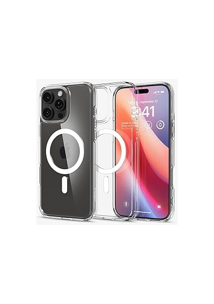 iPhone 16 Pro ile Uyumlu Ince Magsafe Kılıf Crystal Hybrid Sararma Karşıtı Duraclear Hava Kanalı Teknolojisi Askeri Sınıf Koruma Magfit White Şeffaf Kapak - ACS08162 modelleri