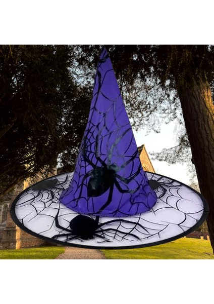 Hallowen cadı şapkası Mor DevÖrümcek Desenli fırsatları