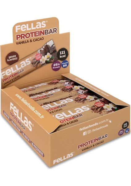 Fellas Protein Bar, Vanilyalı ve Kakaolu, 32GR x 12 Adet