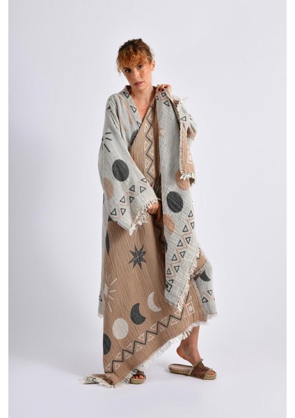 Gri- Kahverengi Sun Kimono & Pestemal Seti fiyatları