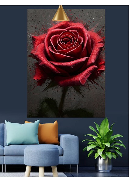Yakın Çekim Kırmızı Gül Çiçeği Dekoratif Kanvas - Mdf Ahşap Tablo