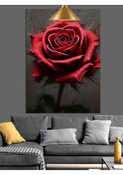 Yakın Çekim Kırmızı Gül Çiçeği Dekoratif Kanvas - Mdf Ahşap Tablo modelleri