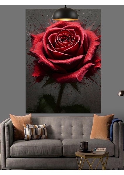 Yakın Çekim Kırmızı Gül Çiçeği Dekoratif Kanvas - Mdf Ahşap Tablo indirimleri