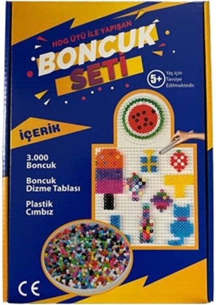 Ütü Ile Yapışan Boncuk Seti 3.000 Boncuk + Dizme Kalıbı + Cımbız