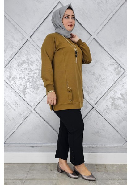 Kadın Kolye Detaylı Taşlı Tesettür Tunik fiyatları