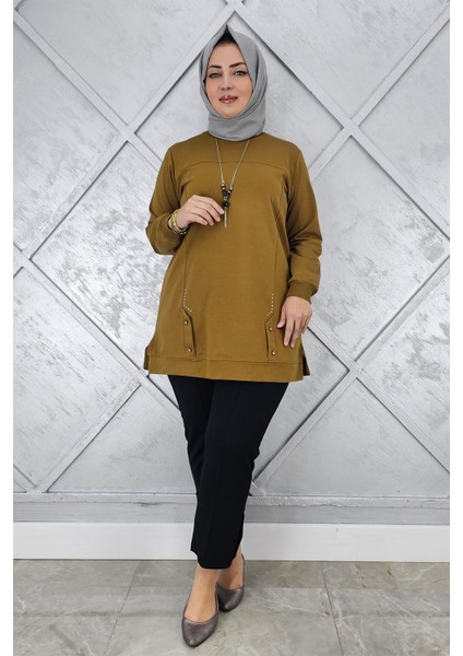 Kadın Kolye Detaylı Taşlı Tesettür Tunik modelleri
