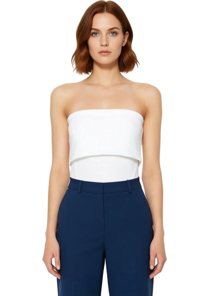 Straplez Yandan Fermuarlı Krep Örme Bluz Modern Stil Trend Tasarım Yüksek Kalite modelleri