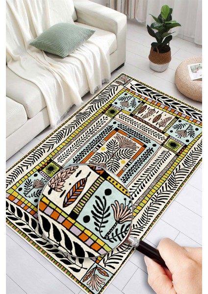 Dijital Baskılı Renkli Çiçek Motifli Kaymaz Taban Yıkanabilir Halı fırsatları
