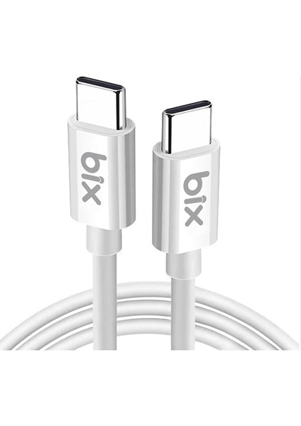 BX-UC02C 60W Type-C To Type-C Hızlı Şarj ve Data Kablosu 1.2 Metre Beyaz