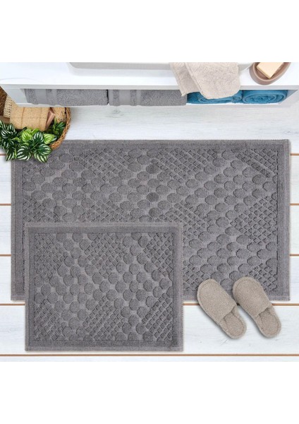 Soft Kağan 2'li Banyo Paspası - Gri - 60X100 cm + 50X60 cm indirimleri