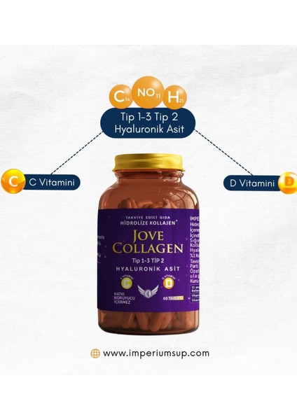 Kollajen Komplex Tip 1-2-3 Hidrolize Kollajen Peptit Hyaluronik Asit C ve D3 Vitamini 60 Kapsül fiyatları