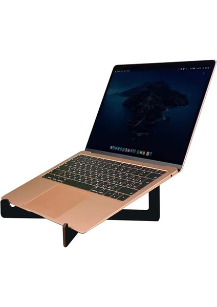 Gift Taşınabilir Siyah Ahşap Notebook Laptop Standı