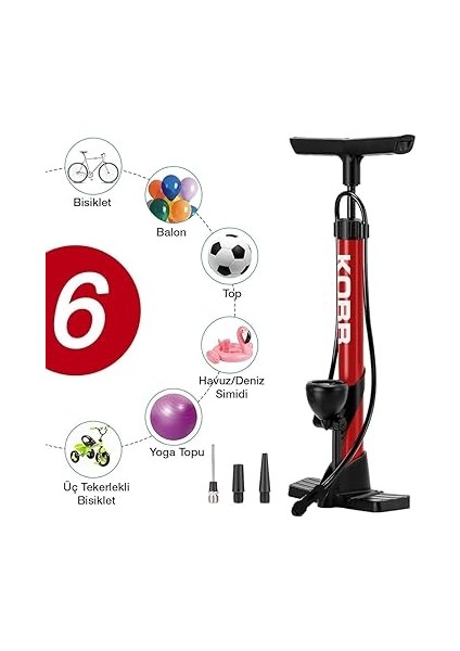 KB3848 87 Psı Analog Basınç Göstergeli Taşınabilir El Pompası, Kırmızı/siyah fiyatları