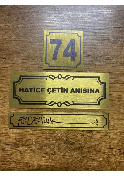 Kapı İsimliği Klasik Ev Dış Kapı İsimliği Çelik Kapı İsimliği Besmele Gold0010