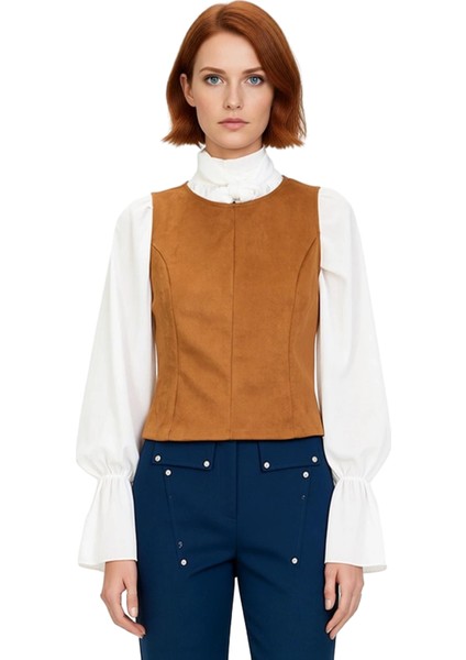 Kadın Süet Dokulu Örme Yelek Üstü Kaliteli Şık Rahat Modern Zarif Günlük modelleri