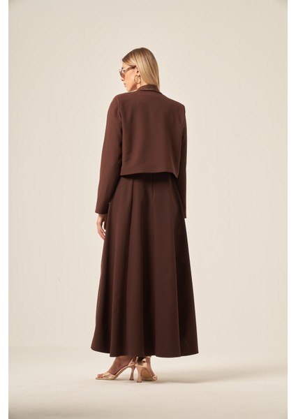 Kadın Ceket Elbise Takım Kahve 31210