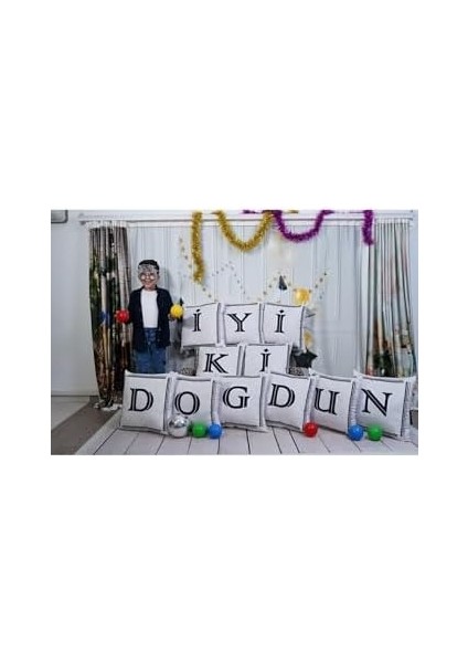 Harfli Kırlent Kılıfı Kadife 43X43 cm Çift Taraflı C Harfi Kedi Desenli Evlilik Teklifi Doğum Günü fiyatları