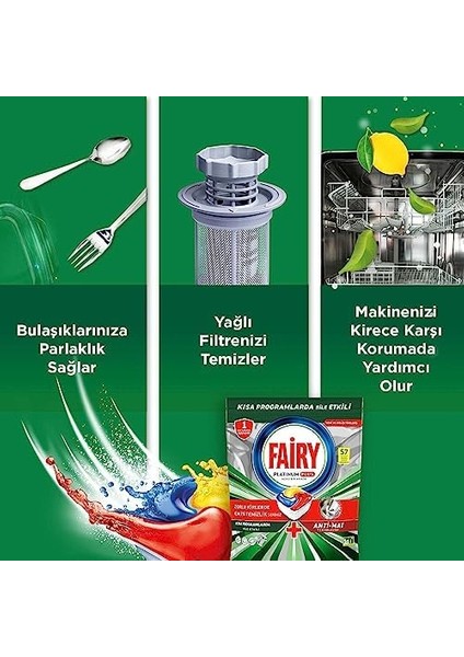 Fairy Original Hepsi Bir Arada Bulaşık Makinesi Tabletleri, Limon, 12 Kapsül