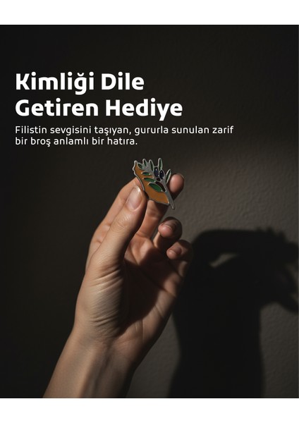Filistin Haritası Yanında Zeytin Dalı Gümüş Renkli Unisex Menili Yaka Rozeti A300042 fiyatları