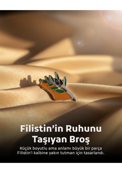 Filistin Haritası Yanında Zeytin Dalı Gümüş Renkli Unisex Menili Yaka Rozeti A300042 modelleri