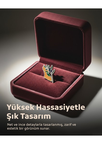Filistin Haritası Yanında Zeytin Dalı Gümüş Renkli Unisex Menili Yaka Rozeti A300042 indirimleri