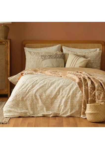 Lilith Geometrik DESENLI%100 Pamuk Ranforce Nevresim Seti, Bej, Tek Kişilik (Nevresim: 160X220 cm / 1 Adet Yastık Kılıfı: 50X70 Cm) fiyatları