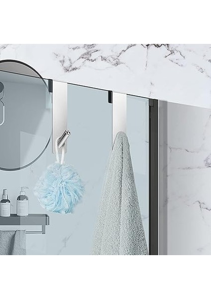 Delmeden Duş Kancası, Duş Duvarı Için 2 Adet Kapı Kancası, Paslanmaz Çelik Havlu Askısı, Asmak Için Duş Kancası, Kauçuk Korumalı, Duşakabin, Cam Duş Duvarı, (17,8cm Gümüş) indirimleri