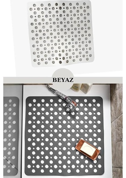 Kaydırmaz Duşakabin Banyo ve Duş Paspası Kare Bubble Vantuzlu Yapışır 54 x 54 cm Beyaz Renk SEA149B fiyatları