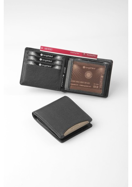 Hakiki Deri Erkek Cüzdan 27448 - Siyah/vizon modelleri