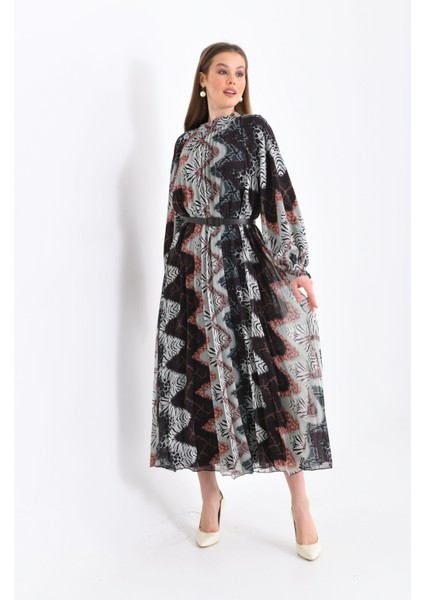 Kadın Ipek Şifon Elbise Kahve 30451 fiyatları