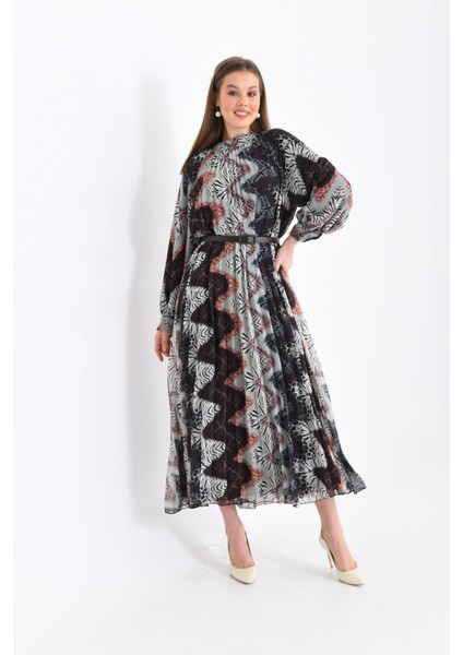 Kadın Ipek Şifon Elbise Kahve 30451 fırsatları