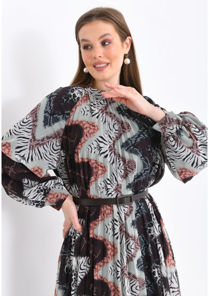 Kadın Ipek Şifon Elbise Kahve 30451 indirimleri