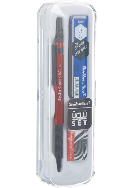 Graphx 3&apos;lü Set Versatil 0.7 Mm, Silgi, Min, Kırmızı