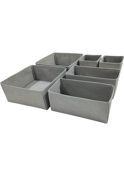 Room 6'lı Gri Çekmece Içi Düzenleyici Organizer Set - Çok Amaçlı Dolap Içi Kutu Seti