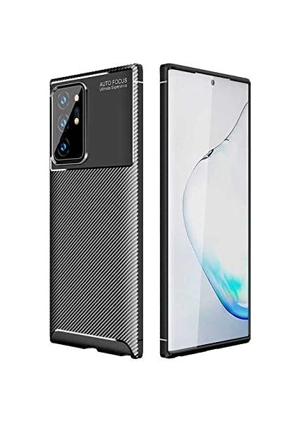 Galaxy 20 Ultra ile Uyumlu Kamera Korumalı Darbe Önleyici Carbon Brushed Silikon Kılıf (Siyah, Galaxy 20 Ultra)