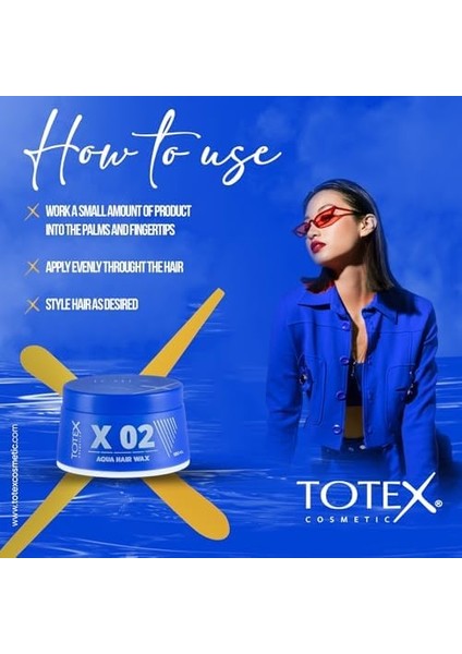 Totex x 02 Saç Şekillendirici Aqua Jel Wax | Yüksek Tutuş & Maksimum Kontrol | Unisex Parfüm Kokulu 150ML