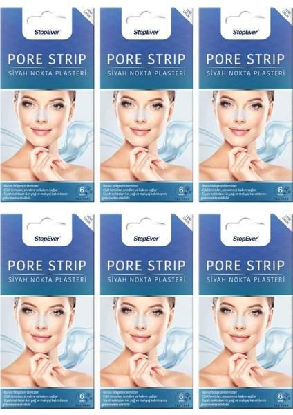 Stopever Pore Strip Siyah Nokta Burun Plasteri (6&apos;lı)