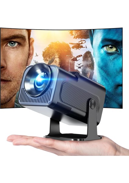 Mini Projektör, 270° Döndürülebilir Taşınabilir Projektör, 4K 1080P Destekler, 11.0, Wifi ve Bluetooth 5.2, Akıllı Ev Projektörü, Siyah