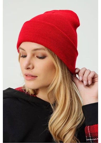 Klasik Spor Katlamalı Yünlü Triko Düz Bere