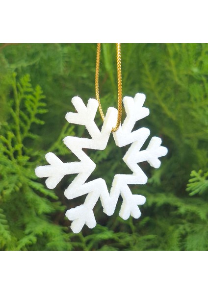 Yılbaşı Ağacı Süsleri Kar Tanesi - Yeni Yıl Çam Ağacı 10’lu Keçe Set