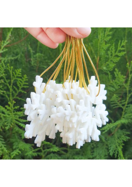 Yılbaşı Ağacı Süsleri Kar Tanesi - Yeni Yıl Çam Ağacı 10’lu Keçe Set indirimleri