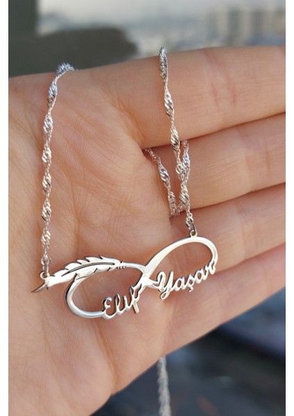 925 Ayar Gümüş Tüylü Sonsuzluk Kolye