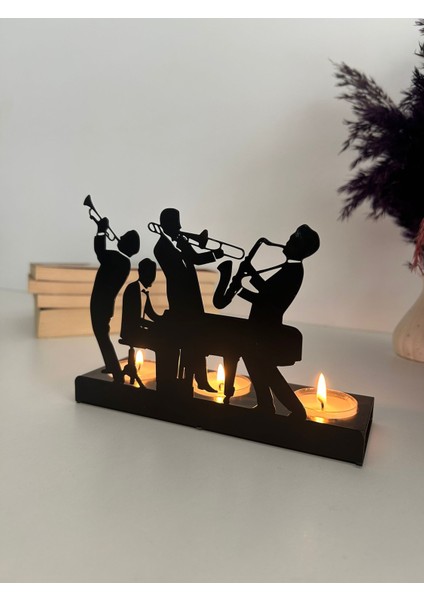 Jazz Grubu Temalı Metal Dekoratif Mumluk fiyatları